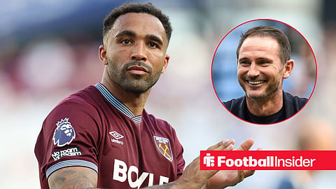 West Ham striker Callum Wilson applauds after a game, while Coventry manager Frank Lampard smiles in a circular inset.