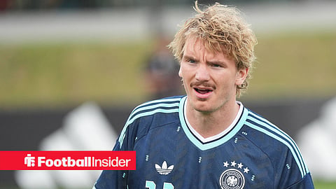 Nick Woltemade playing for Germany in their away kit