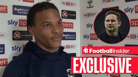 Tristen Batanwi in an interview for Coventry, with Frank Lampard in a circular inset
