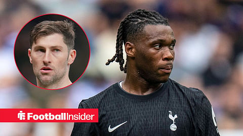 Tottenham defender Destiny Udogie as main image with Ben Davis in circular inset on the left