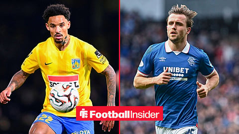 Split image of Westerlo defender Bryan Reynolds and Rangers left-back Tuur Rommens