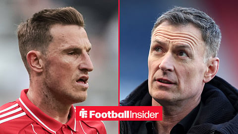 Nottingham Forest striker Chris Wood with pundit Chris Sutton