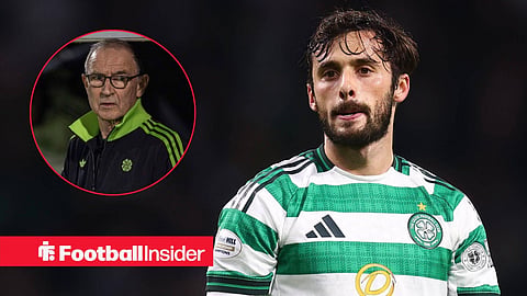 Marcelo Saracchi playing for Celtic with manager Martin O'Neill on sidelines left inset