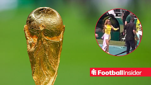 World Cup trophy with video footage screenshot on Shakira inset