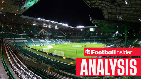 A general view of Celtic Park without any supporters inside.
