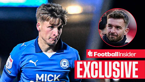 Jimmy-Jay Morgan in action for Peterborough, with James Morrison in a circular inset