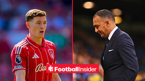 Split image of Elliot Anderson playing for Nottingham Forest and Leeds United chairman Paraag Marathe walking with a smile 