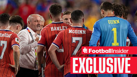 Scotland manager Steve Clarke gives his players instructions during a water break during the FIFA World Cup 2026 Group C match between Haiti and Scotland at Boston Stadium on June 13, 2026