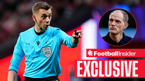 Referee Clement Turpin during the UEFA Champions League 2025/26 Quarter-Final Second Leg match between Atletico Madrid and FC Barcelona / England Head Coach Thomas Tuchel before the 2026 FIFA World Cup Qualifier match between England and Andorra at Villa Park, Birmingham, England on 6 September 2025