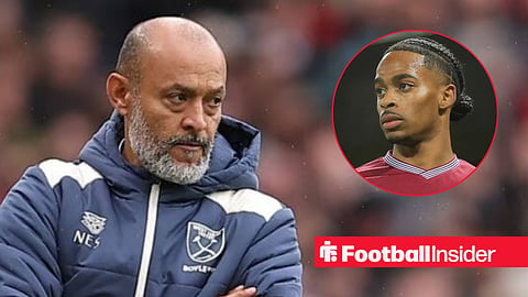 Nuno Espirito Santo looking stern on the sidelines, with Crysencio Summerville in a circular inset
