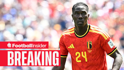 Amadou Onana in Belgium kit in action against Egypt at the World Cup