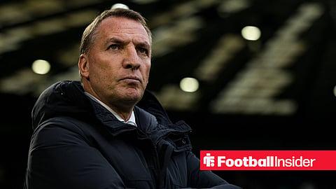 Brendan Rodgers while managing Celtic looking right and upwards in a coat