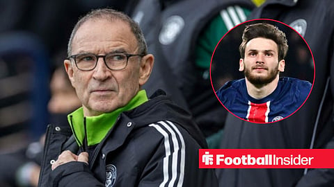 Martin O'Neill on the sidelines at Celtic, with Kvicha Kvaratskhelia in a circular inset
