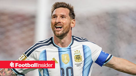 Lionel Messi celebrating a goal for Argentina against Algeria at the FIFA World Cup