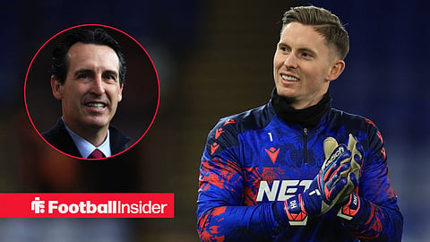 Crystal Palace goalkeeper Dean Henderson 1 during the Premier League match between Crystal Palace and Fulham at Selhurst Park, London, UK on 1 January 2026 / Aston Villa manager Unai Emery grinning at Villa Park