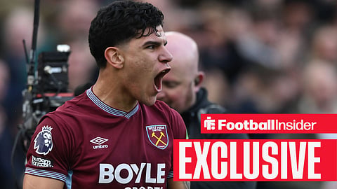 West Ham midfielder Mateus Fernandes celebrates after scoring
