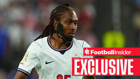 Tottenham defender Djed Spence looking on as he plays for England at the 2026 World Cup