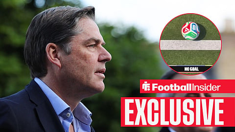 Fulham versus Aston Villa, CEO of the Premier League, Richard Masters arriving at Craven Cottage for the game / Goal-line technology graphic during Japan's 4-0 win over Tunisia at the 2026 World Cup
