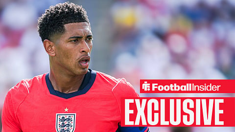 Jude Bellingham in red England kit looking confused 