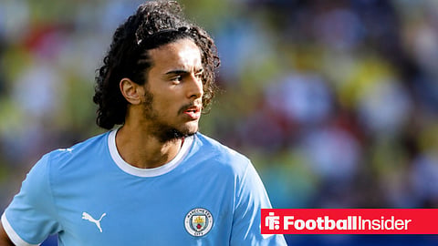 Lille's Ayyoub Bouaddi featuring in the 2026-27 Manchester City home kit