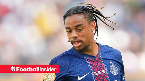 Bradley Barcola looking on as he plays in a game for PSG