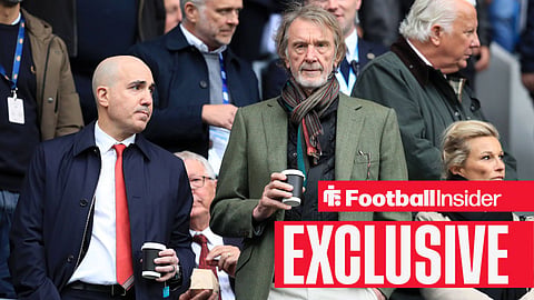 Football Insider exclusive as Manchester United owner Sir Jim Ratcliffe watches from the stands.