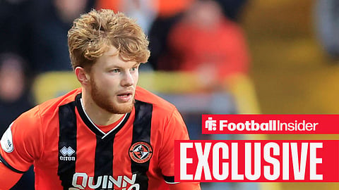 Luca Stephenson playing for Dundee United in their home kit