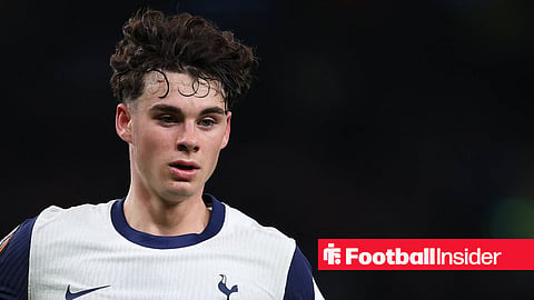 Archie Gray playing for Tottenham Hotspur in home kit