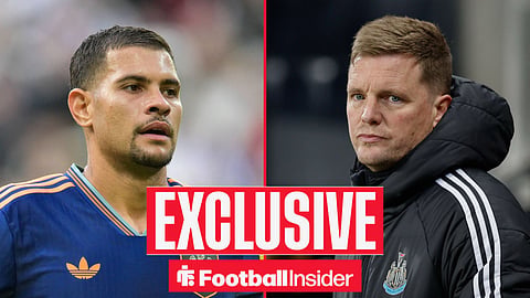 Newcastle manager Eddie Howe with Bruno Guimaraes inset