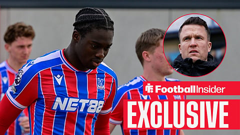 Hindolo Mustapha in action for Crystal Palace, with Gary Caldwell in a circular inset