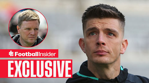 Newcastle goalkeeper Nick Pope with Eddie Howe inset