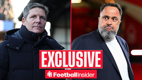 Crystal Palace manager Oliver Glasner enters the pitch prior to the Crystal Palace v Manchester City Premier League match at Selhurst Park, London, England on 14 December 2025 / Nottingham Forest owner Evangelos Marinakis at the City Ground