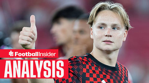 Benfica winger Andreas Schjelderup puts his thumb up