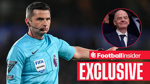 Premier League official Michael Oliver in the middle of the park / FIFA President Gianni Infantino smiles before the start of the 2026 FIFA World Cup, Group F match between the Netherlands and Sweden at Houston Stadium on June 20, 2026