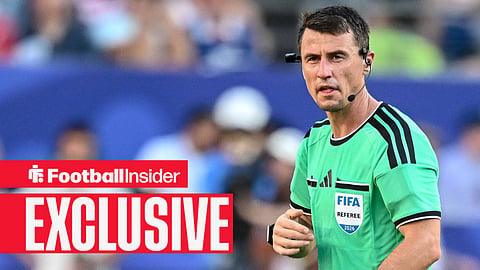 Referee Ilgiz Tantashev looks on during the FIFA World Cup round Of 16 match between Paraguay and France at Philadelphia Stadium on July 4, 2026