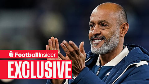 Nuno Espirito Santo manager of West Ham United applauds the travelling fans after the Everton vs West Ham United Premier League match at Hill Dickinson Stadium, Liverpool