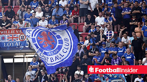 Rangers fans will big Rangers flag in stands