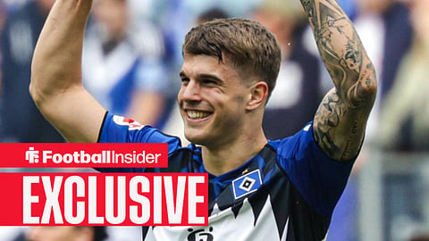 Tottenham defender Luka Vuskovic celebrates while on loan for Hamburg