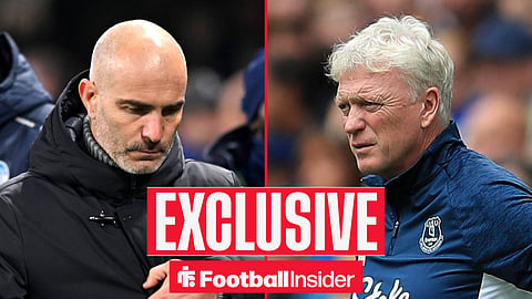 Man City manager Enzo Maresca with Everton manager David Moyes inset