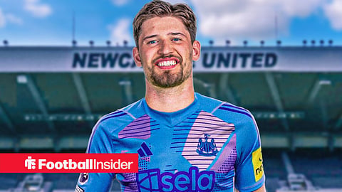 Gregor Kobel in Newcastle United kit in front of St James' Park