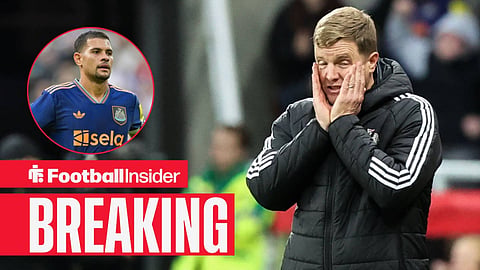 Newcastle United manager Eddie Howe with his head in his hands at St James' Park / Bruno Guimaraes plays for Newcastle United during the Sela Cup match between Newcastle United and RCD Espanyol at St. James s Park in Newcastle, United Kingdom, on August 8, 2025