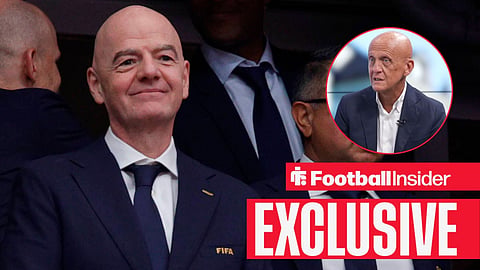 Gianni Infantino smiles before the start of the 2026 FIFA World Cup, Group F match between the Netherlands and Sweden at Houston Stadium on June 20, 2026 / FIFA refereeing chief Pierluigi Collina speaks in an interview