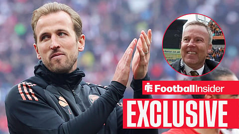 Bayern Munich striker Harry Kane claps with Kenny Jackett inset