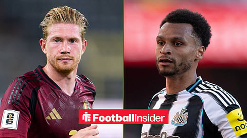 Napoli midfielder Kevin De Bruyne plays for Belgium with Newcastle winger Jacob Murphy inset