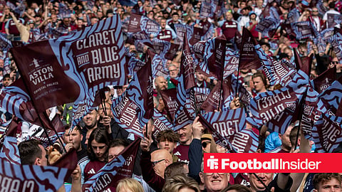 Aston Villa fans faving flags in stadium