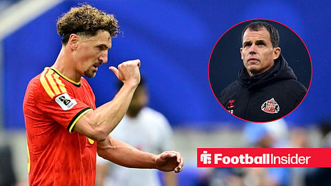 Thomas Meunier, defender of Belgium, during the FIFA World Cup 2026 Group G match between Belgium and Iran at the SoFI STADIUM on June 21, 2026 in Los Angeles / Sunderland manager Regis Le Bris on the sidelines at the Stadium of Light