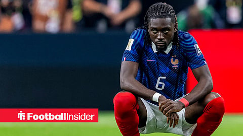 Manu Kone crouched down after game looking sad
