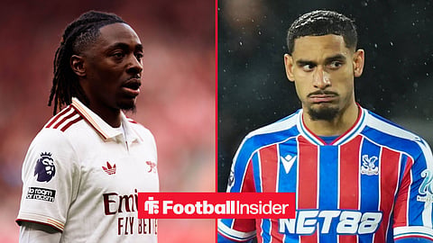 Arsenal midfielder Eberechi Eze and Crystal Palace defender Maxence Lacroix inset