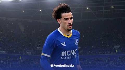 Liverpool's Curtis Jones in an Everton kit at the Hill Dickinson Stadium