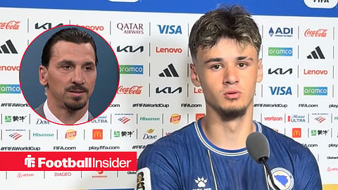 Kerim Alajbegovic in a post-match interview with Zlatan Ibrahimovic doing punditry left inset
